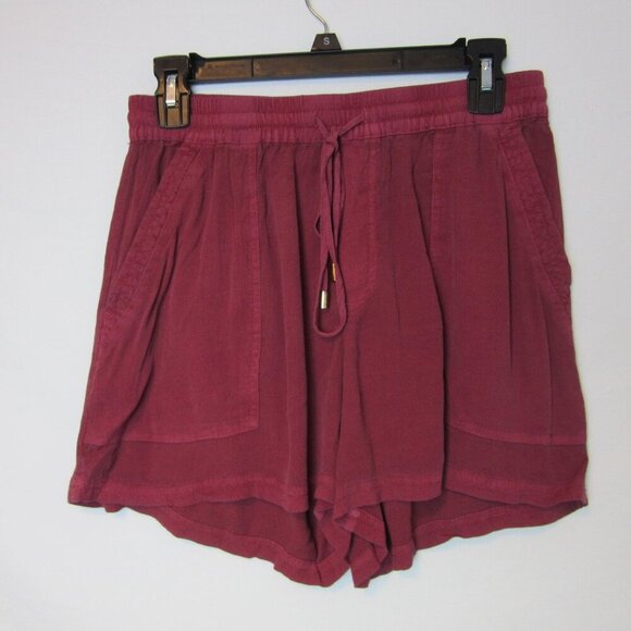 NEW Anthropologie Flowy Burgundy Rayon Shorts XS Elastic Waistband HEI-HEI - Picture 1 of 7
